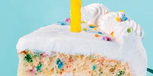 birthday cake slice with candle